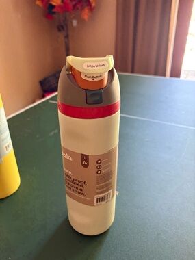 Owala 24oz Stainless Steel Insulated Water Bottle with Straw Cream & Red Accent